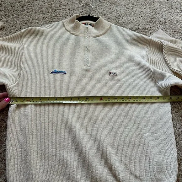 Vtg Fila Wool Sweater Mens 44 XL  1/4 Zip 80s Pullover Italy Golf Tennis Preppy - Picture 8 of 8